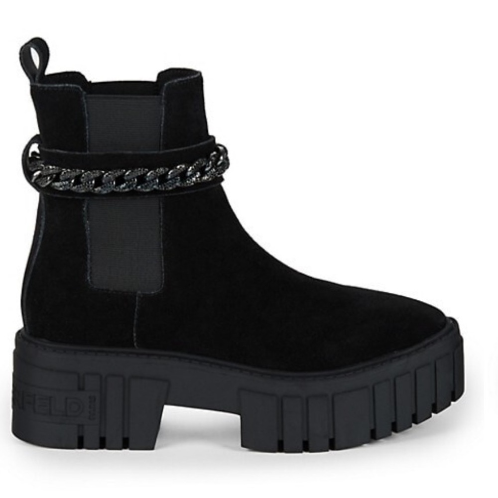 Karl Lagerfeld Paris Riza Chain Platform Chelsea Boots 37.5